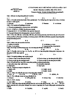 Đề thi thử THPT Quốc gia lần 1 môn Hóa học năm 2017 - Đề số 23